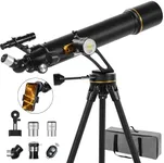 Telescope, 90mm Aperture 700mm - Vertisteel AZ Mounting Base, High Power Telescopes for Astronomy Enthusiasts, Adults & Kids, with Carrying Bag, Wireless Remote Control, Phone Adapter (Black)