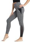 OLSOE Women High Waist Yoga Sport Leggings with Deep Pocket - L4 Heather Gray - Medium
