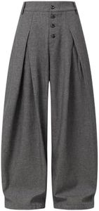 Vamtac Mens Baggy Pleated Dress Pants Vintage Grey Tweed Pant Casual Wide Leg Business Suit Trousers