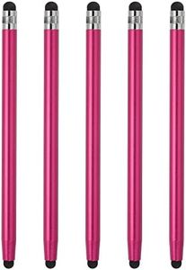 MECCANIXITY 5pcs Stylus Pens for Touch Screens Dual Rubber Tips Capacitive Stylus Universal Tablet Pen Sensitivity Precision, Rose Red