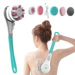 Back Scrubber,Electric Body Brush Set，Body Scrubber Shower Brush with Long Handle, Spin Skin Brush with 6 Brush Heads for Cleanse, Massage, Exfoliate and Pamper Your Skin in The Shower USB