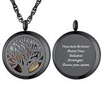 PROSTEEL Photo Engraved Necklace Personalized Picture Necklace Black Tree Necklace