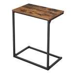 VASAGLE Small Side/End Table for Laptop, Bedroom, Living Room, Work in Bed or on The Sofa, Simple Structure, Stable, Industrial Style, Rustic Brown and Black LNT52BX