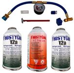 FrostyCool R134a and R12 Replacement A/C Refrigerant Deluxe Recharge Mobile Sealer and Stop Leak Kit