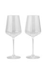 Livellara 3210007 Red Wine Glasses - Crystalline Tall Long Stem Glass Set of 2, Large 390ml, Thin Ribbed Diamond Effect, Dishwasher Safe Glassware, Slim Barware Set for Cabernet, Pinot Noir, Bordeaux