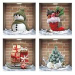 TOARTi Christmas Wall Stickers, TOARTI 3D Wall Stickers Living Room, Realistic Snowman, Tree, Sock, Gift Box 3D Wall Art Stickers, Christmas Window Sticker, Wall Decorations Decals for Nursery Bedroom