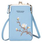 INOVERA (LABEL) PU Women's Cell Phone Cash Card Holder Cross-Body Sling Bag Mobile Pouch (Light Blue)