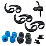 Pack: 4 Pairs(M) Earbuds Tips Premium Memory Foam Tips Replacement Earbuds Ear Tips, 3 Pairs (M) Wing Tips Silicone Earphone Stabilizer Rubber Ear Hooks Universal, 2 Pcs Cord Clips