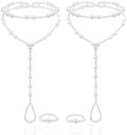 Bellady 2 Pcs Womens Beach Imitation Pearl Barefoot Sandal Foot Jewelry Anklet Chain