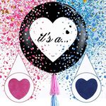 36 Inch Gender Reveal Balloons with Pink and Blue Heart Confetti for Gender Reveal Party