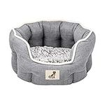 allpetsolutions Alfie Range Dog Bed - Warm, Fleece-Lined Machine Washable with Raised Rim - Calming Pet Sofa & Home Lounger with Extra Soft Reversible, Removable Pillow Cushion - Medium, Grey