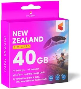 New Zealand Travel SIM Card (40 GB, 60 Days). Vodafone Data SIM Card w/Unlimited Minutes & SMS to NZ Landlines/Numbers - Tethering/Hotspot Card- 3-in-1 Standard, Micro, & Nano SIM for Unlocked Phones