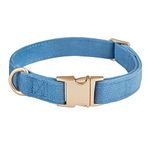 YUDOTE Ultra-soft Dog Collar Natural Cotton Corduroy Made for Small Dogs with Sensitive Skin,Blue-gray