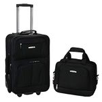 Rockland F102 Luggage Printed Luggage Set, Black, Medium, 2-Piece