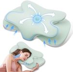 Cervical Pillow for Neck Pain, Cooling Pillow for Neck and Shoulder, Memory Foam Pillow with Breathable Pillowcase, Ergonomic Contour Sleeper Pillow for Sleeping for Side, Back, Stomach Sleepers,Green