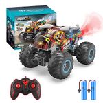 iBlivers Remote Control Monster Car, 1:16 All Terrain Remote Control Monster Truck, RC Monster Car Toy Truck with Spray Music LED Light, RC Monster Truck for Boys 4-7 8-12 Girls Kids