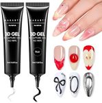 Makartt 3D Gel Nail Art Set – Clear & Noir Sculpting Gel for DIY Embossed Nail Designs – No Wipe Easy-Squeeze Tube Nail Glue for 3D Drawing, Molding, Rhinestones & Decoration (2 x 15g)