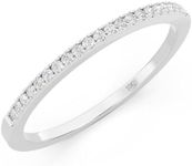 Dazzlingrock Collection 0.08 Cttw Womens Diamond Wedding Band, Real Natural Round White Diamond Minimalist Thin Stackable Ring for Her in 10K Solid White Gold, Size 7.5