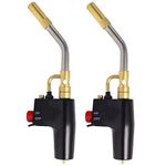 Trigger-Start Torch Head,MAPP/Propane Gas Torch Kit with Push Button Start - Angled Burner Handheld Torch for Light Welding, Soldering, Brazing, Heating, Thawing and More（2Pack）