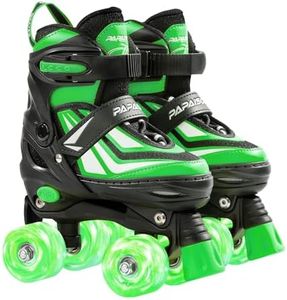 PAPAISON Kids Roller Skates for Boys Girls, 4 Size Adjustable Rollerskates with Light Up Wheels for Kids Ages 4-12