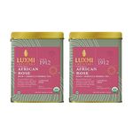 LUXMI Estates African Rose Herbal Tea 50Gm Tin (Pack Of 2) | Certified Organic Tea Loose Leaves | Hibiscus, Roses | Decaffeinated | Flavourful |100% Natural