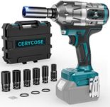 Cordless Impact Wrench 1/2 inch for Makita Battery 900FT-LBS with 6 Sockets and Durable Toolbox Brushless Impact Gun Includes LED Work Light - High Torque Impact Driver, No Battery