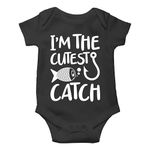 I'm The Cutest Catch Funny Fishing Lovers Outfit Infant Novelty Romper One Piece Baby Bodysuit (Black, 0-3 Months)