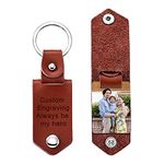 MeMeDIY Personalized Leather Keychain Gifts for Men Boyfriend Dad Husband Custom Photo Picture Date Name Text Father's Day Birthday Presents for Dad