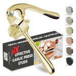 Premium Garlic Press, Professional Garlic Mincer, Easy to Squeeze and Clean, Rust Proof & Dishwasher Safe, Efficient Ginger Crusher - Gold