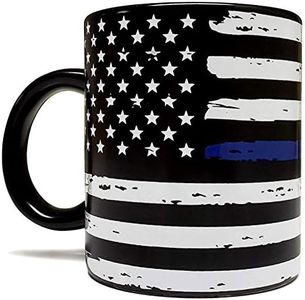 Thin Blue Line - Blue Lives Matter 11oz Matte Black Mug - Grade A Quality - Support Law Enforcement/Police Officer Cop - Foam Box Protection -