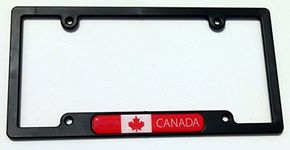 Canada Flag Black Plastic Car License Plate Frame Domed Colour Lens Canadian