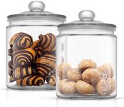 JoyJolt Elegant Cookie Jar. 2 Large Glass Jar With Lid. Jars for Kitchen Counter with Lids, Candy Jar, Decorative Apothecary Canisters, Half Gallon Lid Airtight