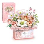 MEIEST Flower Building Blocks Set,Simulation Rose Handheld Gift Box for Valentine's Day,Bonsai Building Bricks Toys & Home Decor (Fantasy Pink)