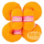 M.G. Enterprises Baby Wool for Knitting — Yellow (Pack of 6)| Craft Crochet Yarn | Needle Thread for Crafting | 100% Soft Acrylic Wool | Soft Fingering Crochet | Flexible & Durable | 25g Each