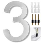 8 Inch Large House Numbers Floating Sliver House Numbers Plaques Modern Door Numbers Plates Signs with Nail Kit for Outside Wall Address Garden Mailbox Dec, Strong Sliver Acrylic Material (3)