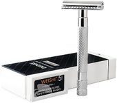 Classic Double Edge Safety Razor Single Blade Weighted Design Razor for Men, Reusable Razor, with 5 Premium Razor Blades (Chrome)