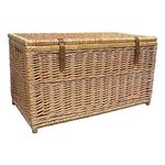 Arthur Cameron Deluxe Lucca Wicker Storage Basket Trunk Chest with Lid (Extra Large, Natural)