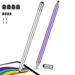 FaAmour Stylus Pen for Touch Screens-3 in 1 iPad Pen with Magnetic Cap, 10 Replace Tip-High Sensitivity Tablet Pen for iPad Pro/Mini/Air, Samsung Galaxy All Universal Touch Screen Devices(Purple+Grey)