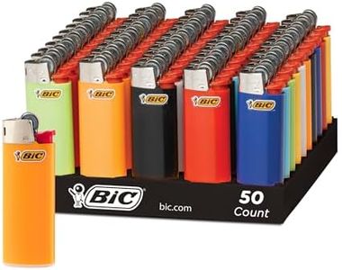 BIC Mini encendedores de bolsillo, colores brillantes surtidos, bandeja de 50 unidades, encendedores seguros y fiables a prueba de niños