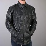 Hot Leathers Men's Leather Shirt (Black, Large)