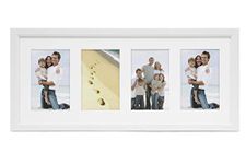 ARPAN MDF 4, Multi Aperture Modern Photo Picture Frame with Mount Black or White (White)