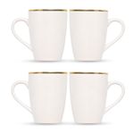 Femora 22k Liquid Gold Line Design Ceramic Coffee Mug, Tea Cups Set of 4 (320ml) 22k Liquid Gold Line White, Tea Cups, Stackable, Chip Resistant