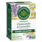 Organic Chamomile with Lavender Herbal Tea - Caffeine Free - Case of 6 - 16 Bags by Traditional Medicinals