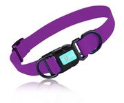 Waterproof Dog Collars,Rubber Dog Collars Anti-Odor,Durable,Adjustable Dog Collars for Small,Medium, Large Dogs,Easy Clean Collars with Double Buckle and D Ring (Purple, L)