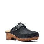 Clarks Collection Women's Paizlee Nora Clog, Black Suede, 11 Wide US