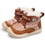 JIASUQI Kid Fuzzy Boots Boys Girls Warm Snow Boots Toddler Cold Weather Winter Shoes With Faux Fur Lined(Boxibrown 27,UK Size 10.5)