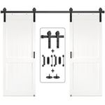 Arti-Life 8ft Heavy Duty Sturdy Sliding Barn Door Hardware Kit with Door Hook and 2 Handles, Double Door-Smoothly and Quietly, Easy to Install - Fit 1 3/8-1 3/4" Thickness & 24" Wide Door Panel