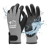 100% Waterproof Gloves for Men and Women, Winter Work Gloves for Cold Weather, Touchsreen, Thermal Insulated Freezer Gloves, With Grip, Grey, Medium