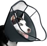 BARKLESS Dog Cone for Large Dogs, Soft Elizabethan Collar for Dogs to Stop Licking, Cone for Dogs After Surgery with Clear Shield Ensures Unobstructed Vision, Cone of Shame for Large Dogs (Grey, XL)