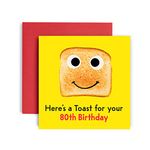 Huxters 80th Birthday Card – Funny Birthday Cards for Women and Men – Here’s a Toast Happy Birthday Card – Paper Birthday Card for Him and Her – Carbon Neutral Toast Birthday Card and Envelope (80th)